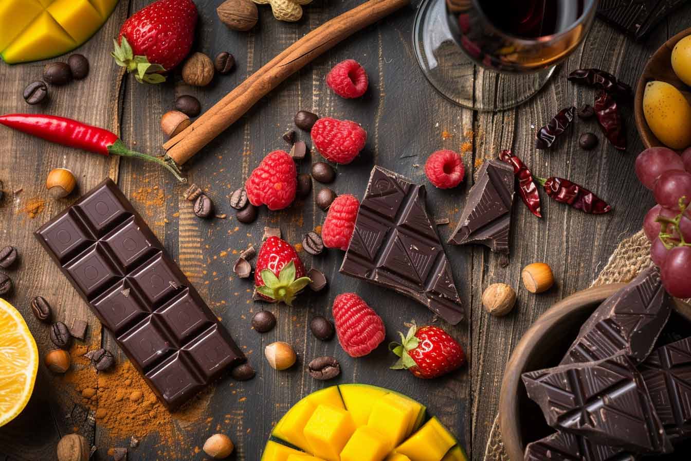 edle dunkle schokolade mit fruechten